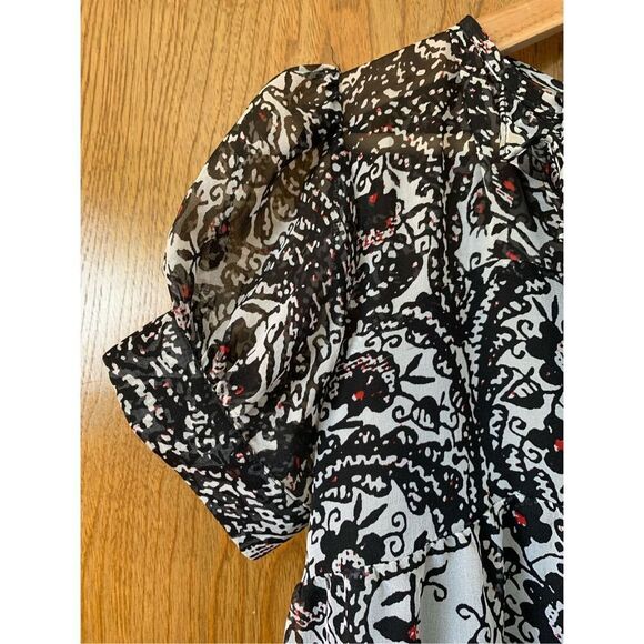 Diane Von Furstenberg Vinita Silk Floral Baby Doll Dress Black,‎ White Size 4 - Picture 7 of 12